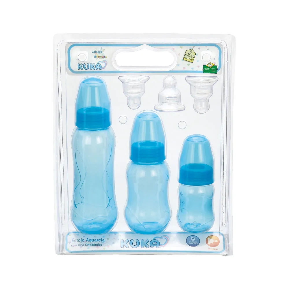 Mamadeira Kuka Aquarela Com 3 250+160+70ml Azul