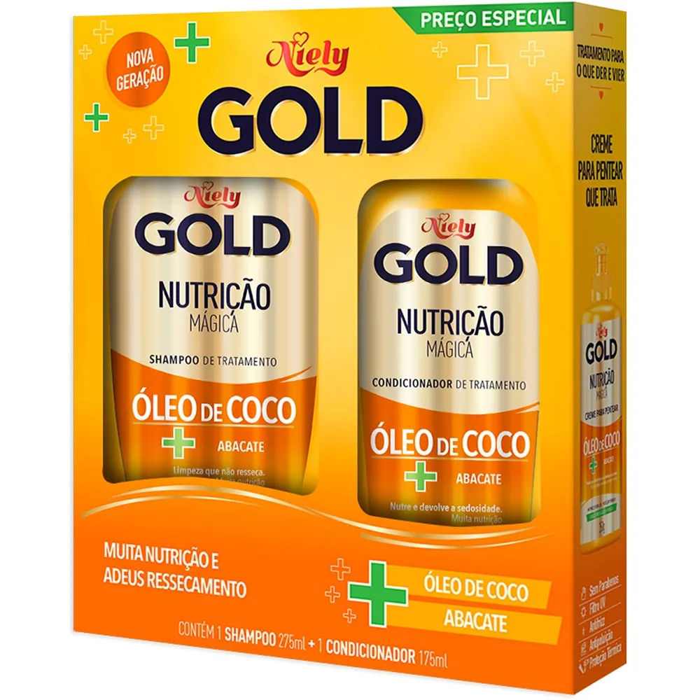 Kit Niely Gold Nutricao Magica Shampoo 275ml + Condicionador 175ml