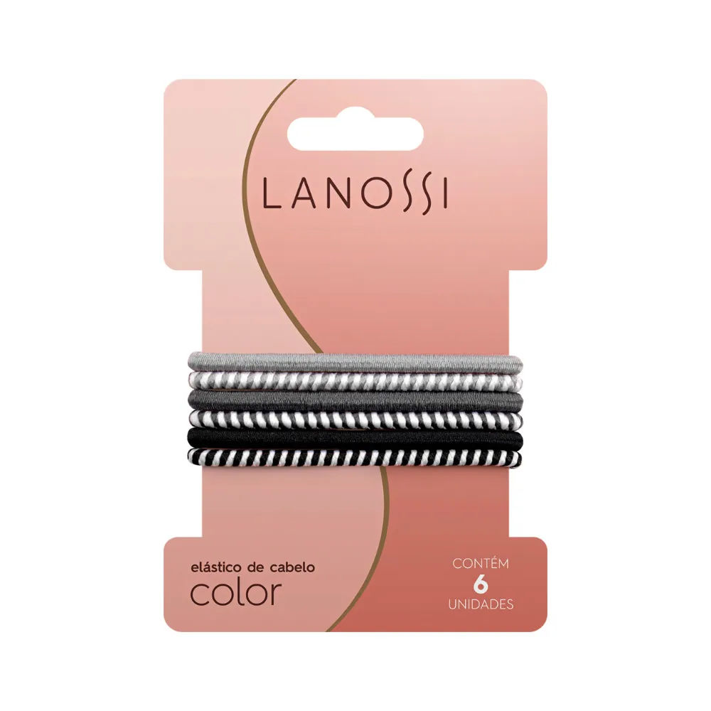 Elástico De Cabelo Lanossi 6 Unidades Cor Prata