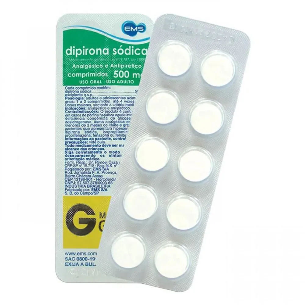 Dipirona Genérico EMS 500mg 10 Comprimidos (AV)