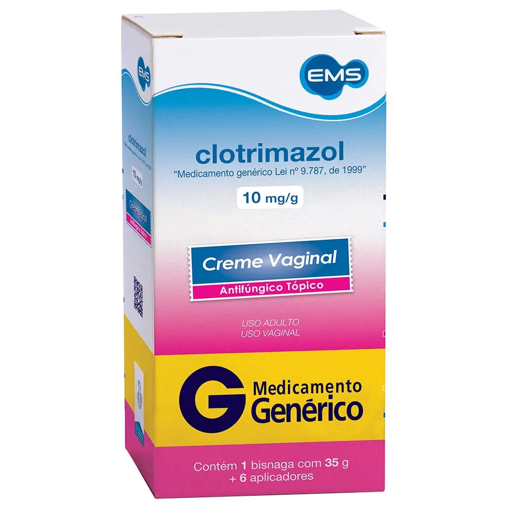 Creme Vaginal Clotrimazol Genérico EMS 10mg/g 35g com 6 Aplicadores