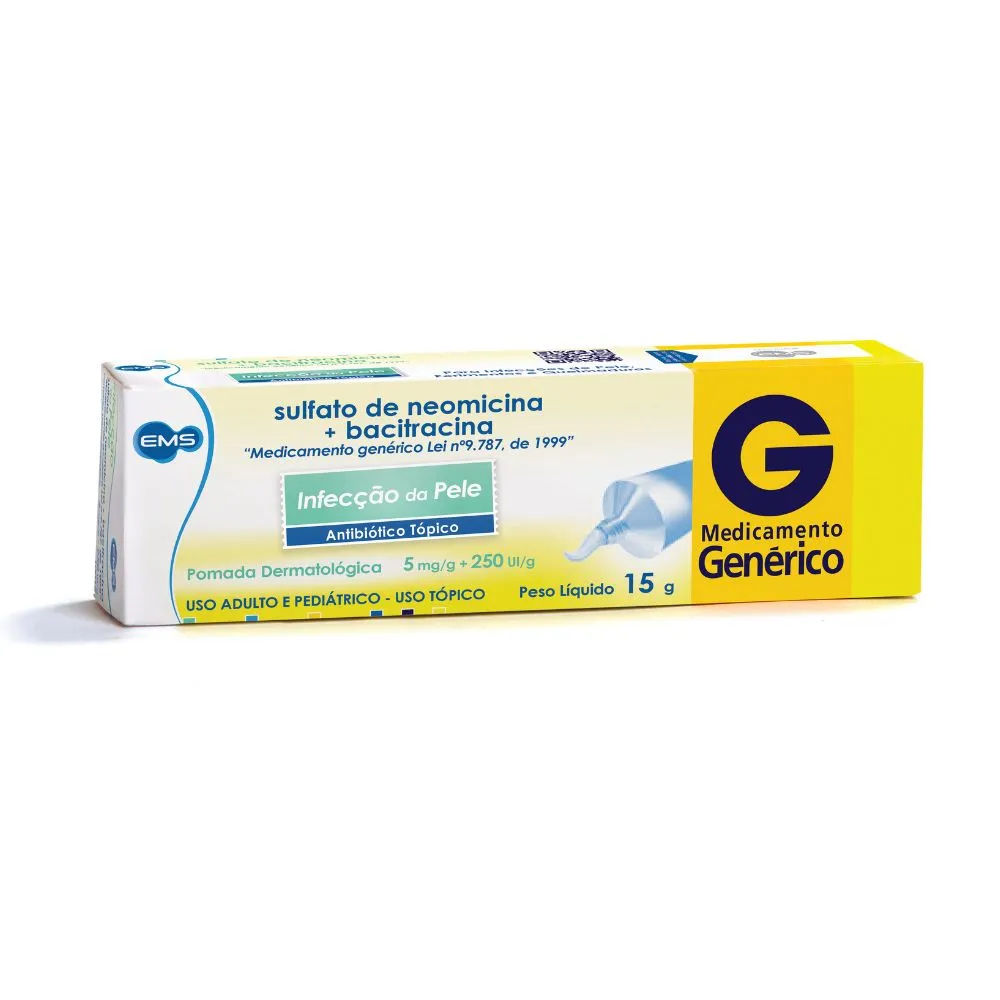 Pomada Dermatológica Neomicina + Bacitracina Genérico EMS 15g