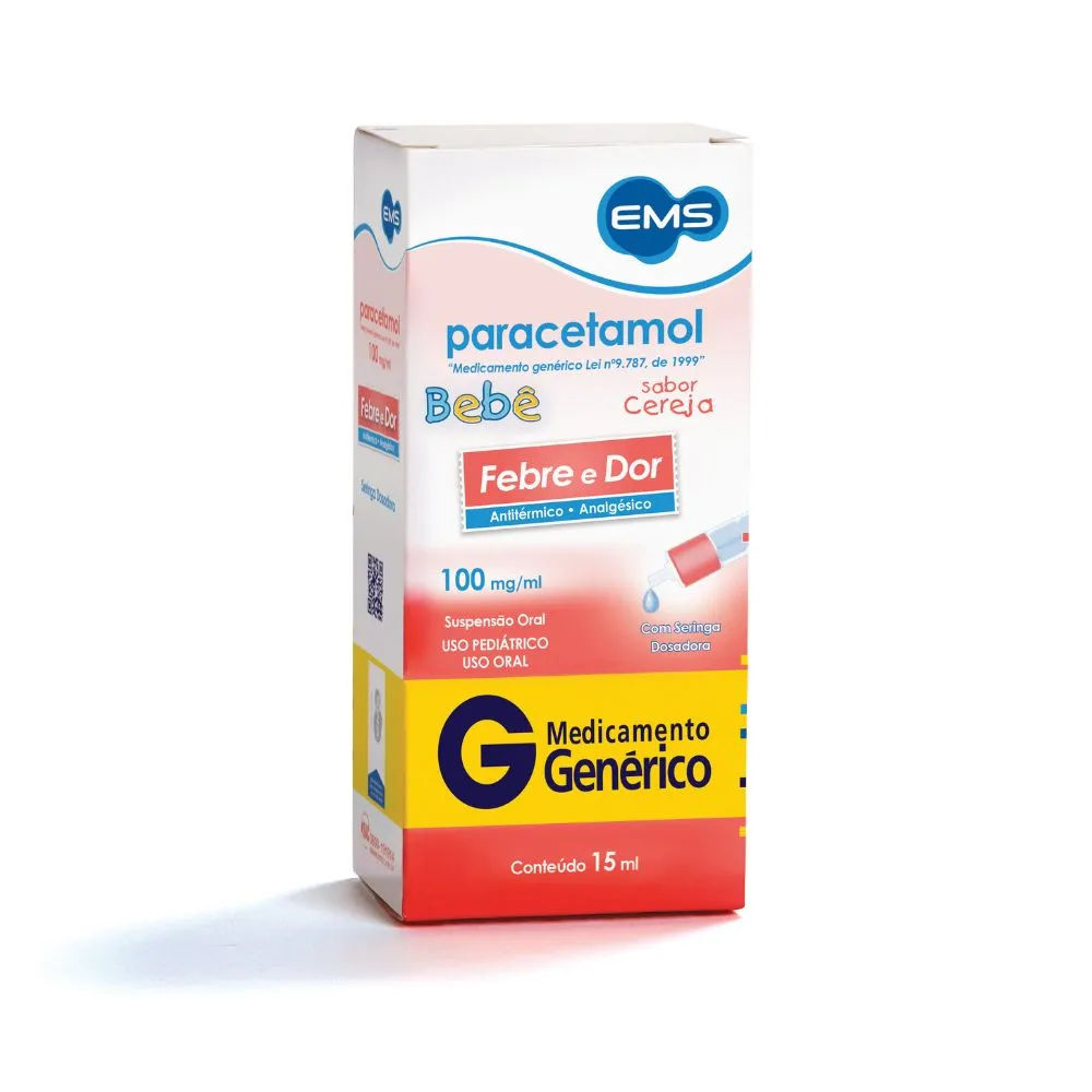 Solução Oral Paracetamol Genérico EMS Bebê 100mg 15ml