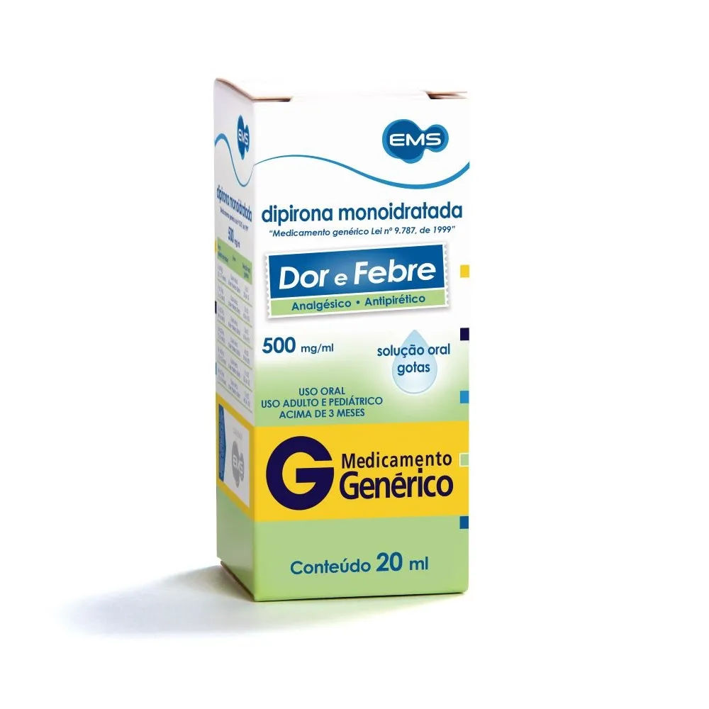 Solução Oral Dipirona Genérico EMS 500mg 20ml