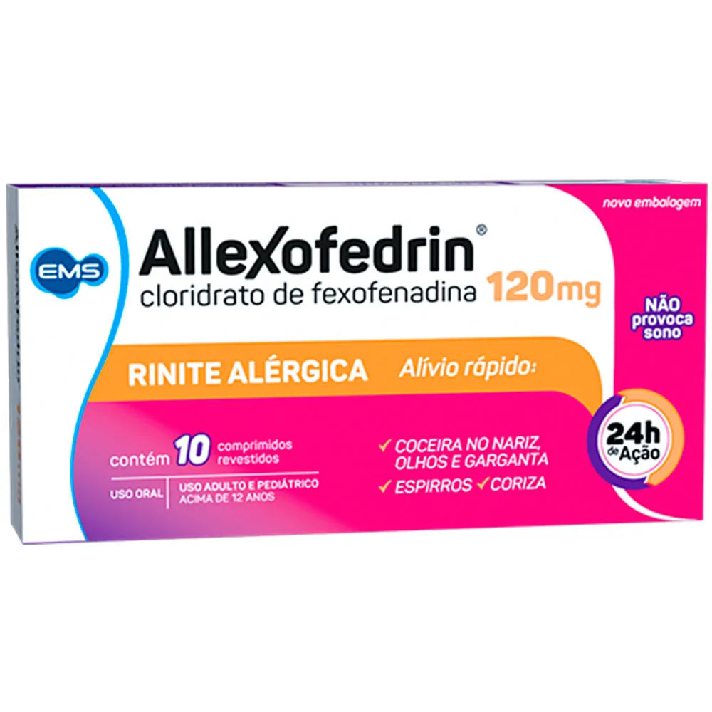 Allexofedrin 120mg Com 10 Comprimidos Renite Alergica Alivio Rapido 24  Horas De Acao