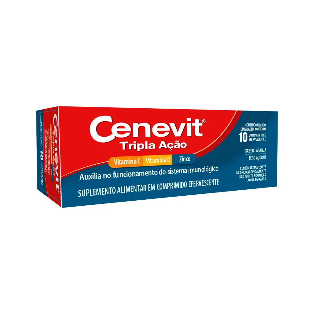 Cenevit Tripla Acao Com 10 Comprimidos Efervescentes Sabor Laranja
