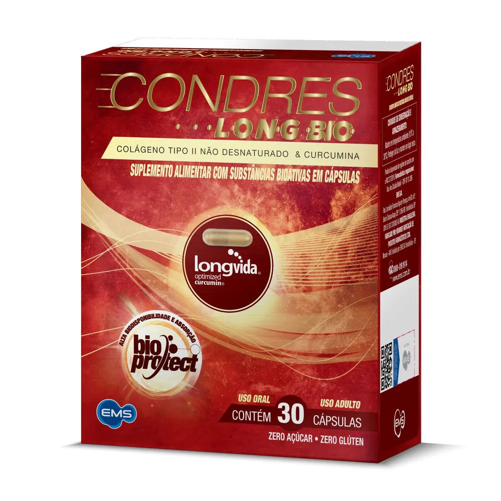 Colágeno Tipo 2 Condres Long Bio Curcumina 30 Cápsulas