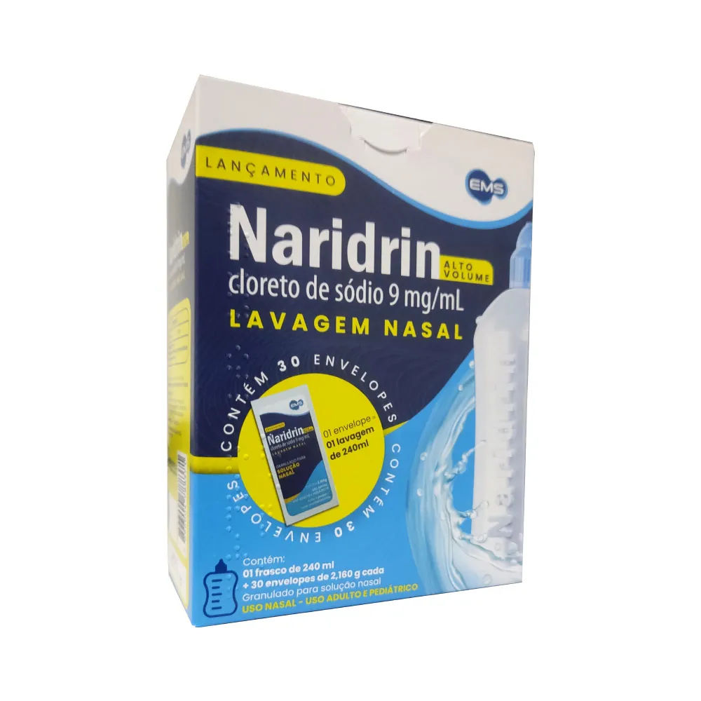 Naridrin Alto Volume Cloreto de Sódio 9mg/ml 30 envelopes + Frasco 240ml EMS