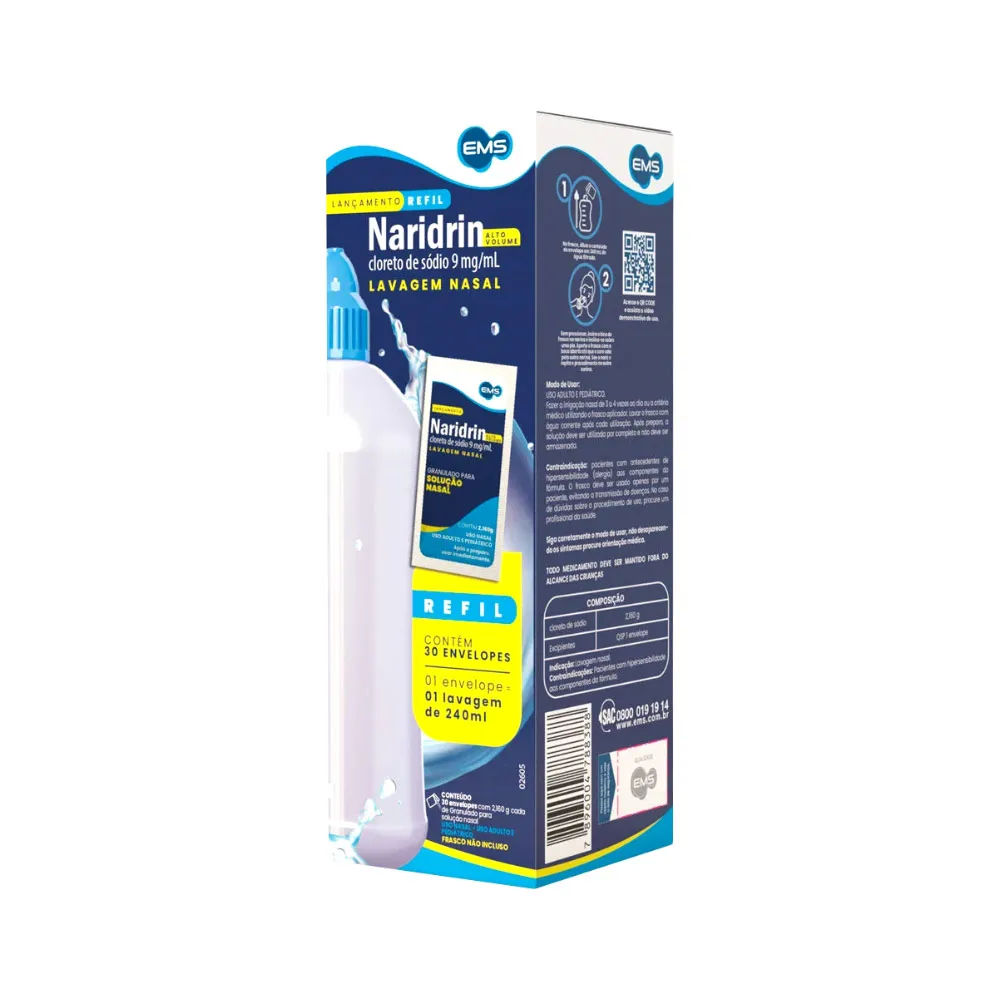 Naridrin Alto Volume Cloreto de Sódio 9mg/ml 30 envelopes Refil EMS