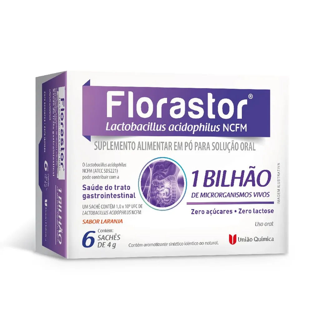 Florastor 6 Sachês Sabor Laranja União Química