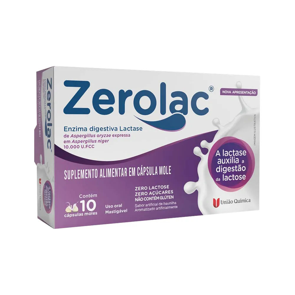 Zerolac Com 10 Capsulas Moles 10000 U.fcc Sabor Baunilha