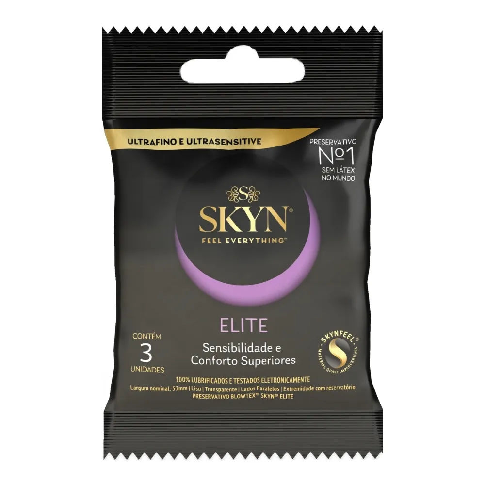 Preservativo Blowtex Skyn Lubrificado Elite Ultrafina e Ultrasensitive 3 Unidades