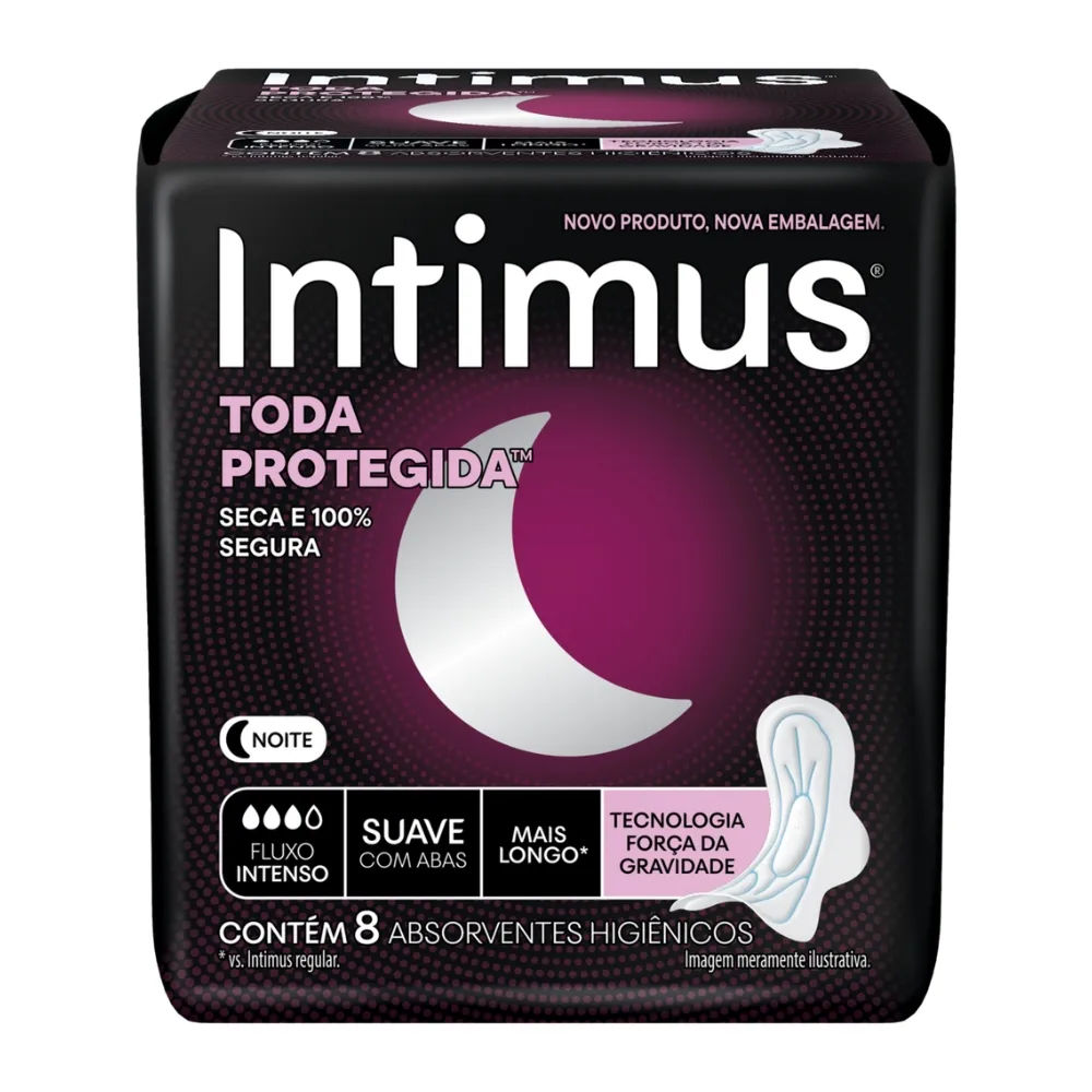 Absorvente Intimus Toda Protegida Noturno Suave com Abas 8 Unidades