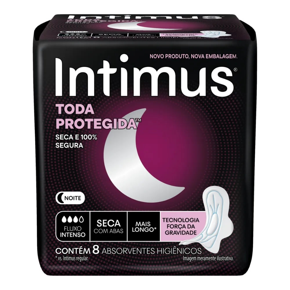 Absorvente Intimus Toda Protegida Seca Com Abas 8 Unidades