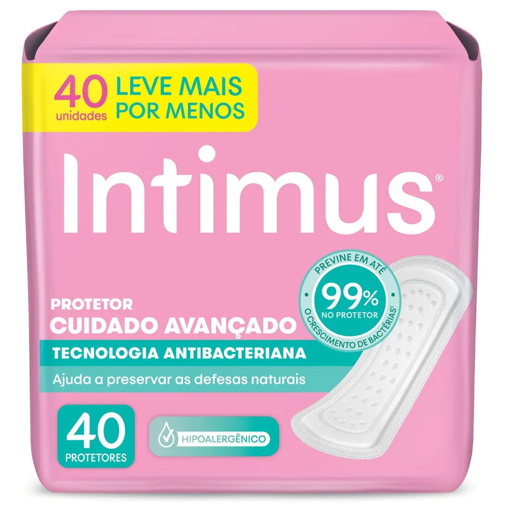 Protetor Diario Intimus Cuidado Avancado Tecnologia Antibacteriana 40  Unidades
