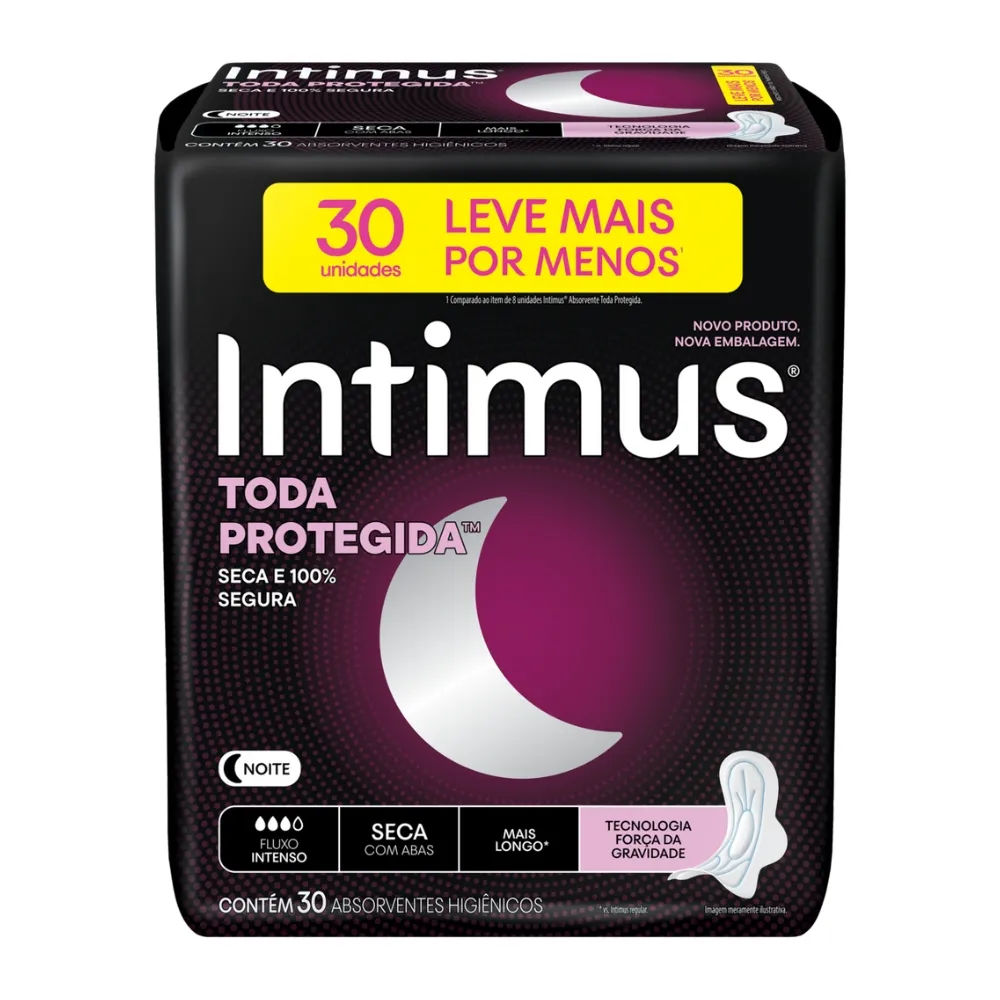 Absorvente Intimus Noturno Seca com Abas 30 Unidades