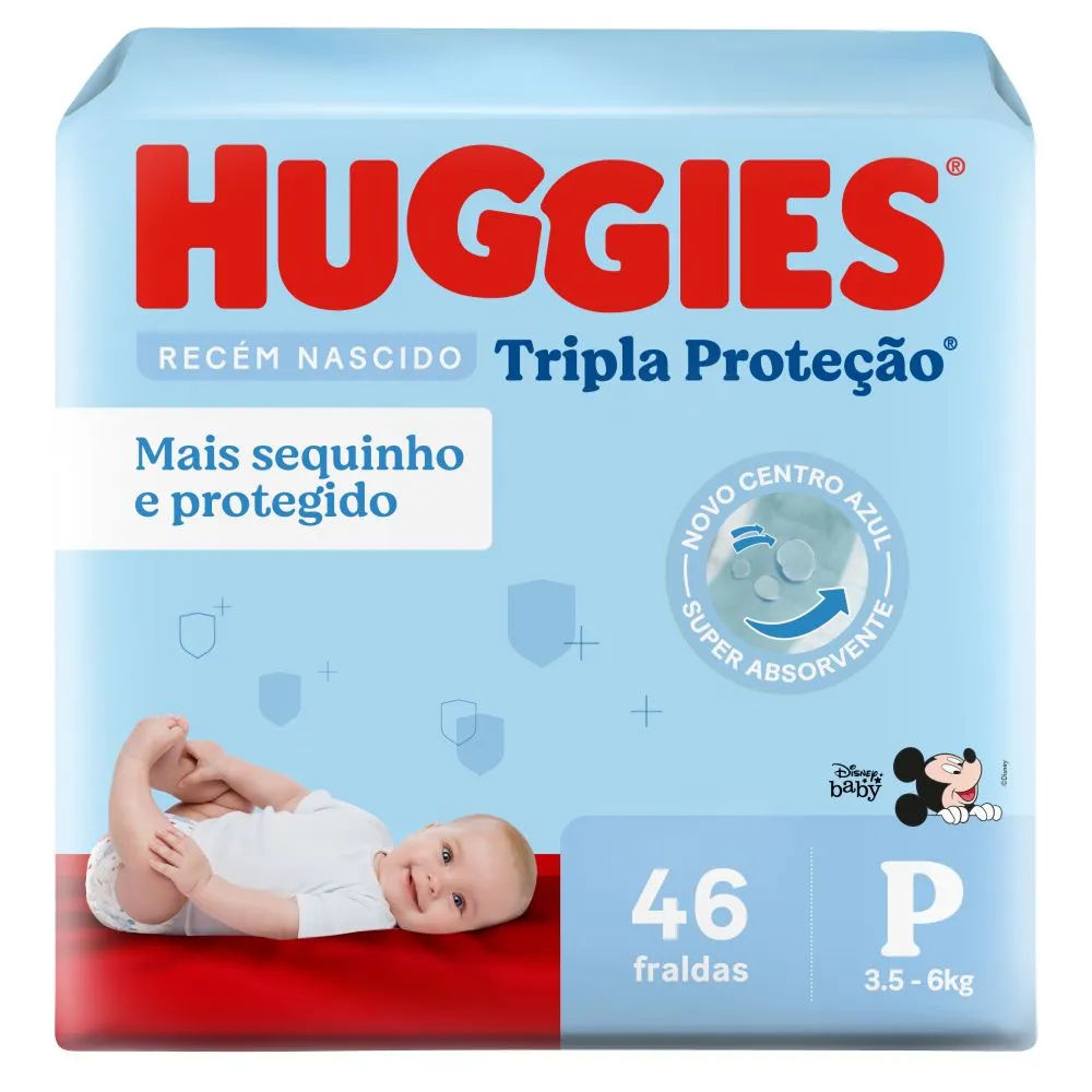 Fralda Huggies Rápida Absorção P 46 Unidades