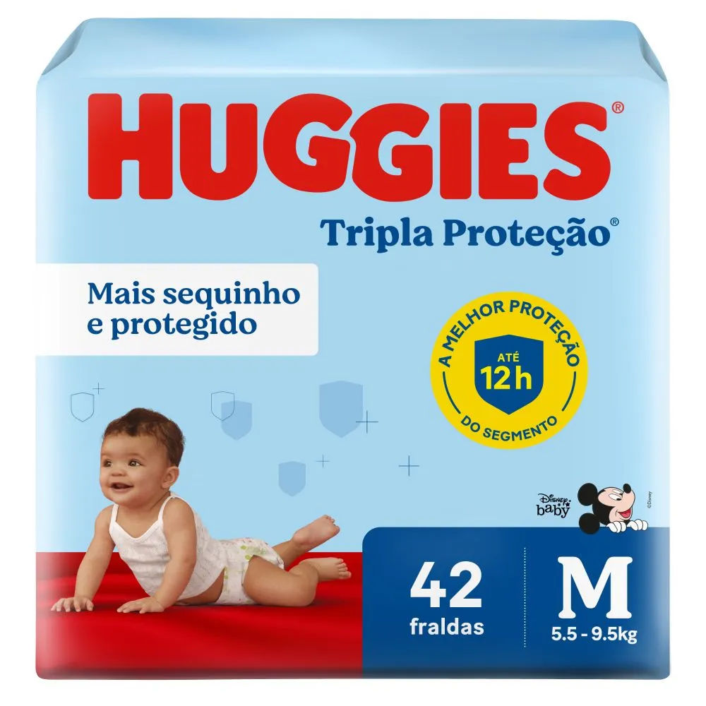 Fralda Huggies Rápida Absorção M 42 Unidades