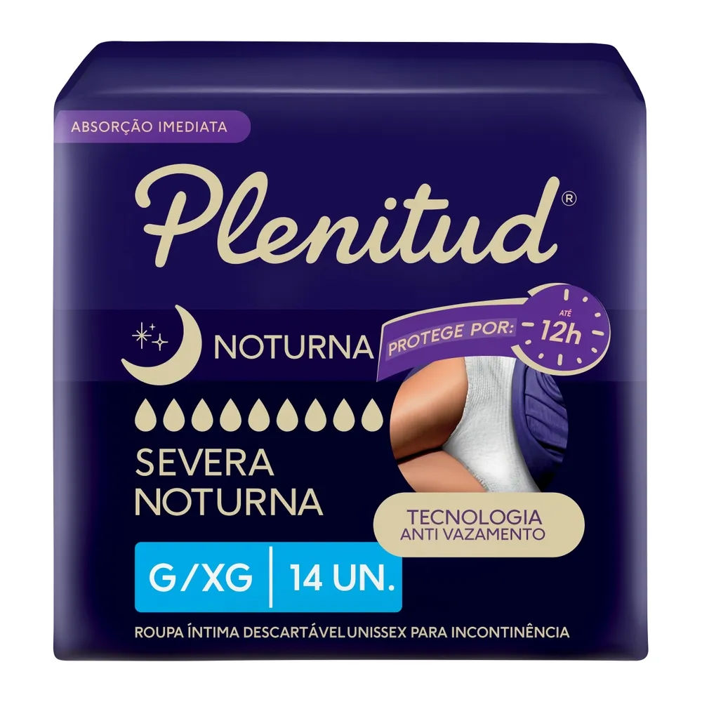 Roupa Íntima Descartável Unissex Plenitud Noturna G/XG Pacote 14 Unidades