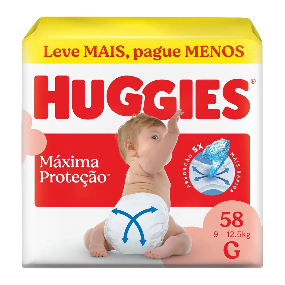 Fralda Huggies Máxima Proteção Hiper G 58 Unidades
