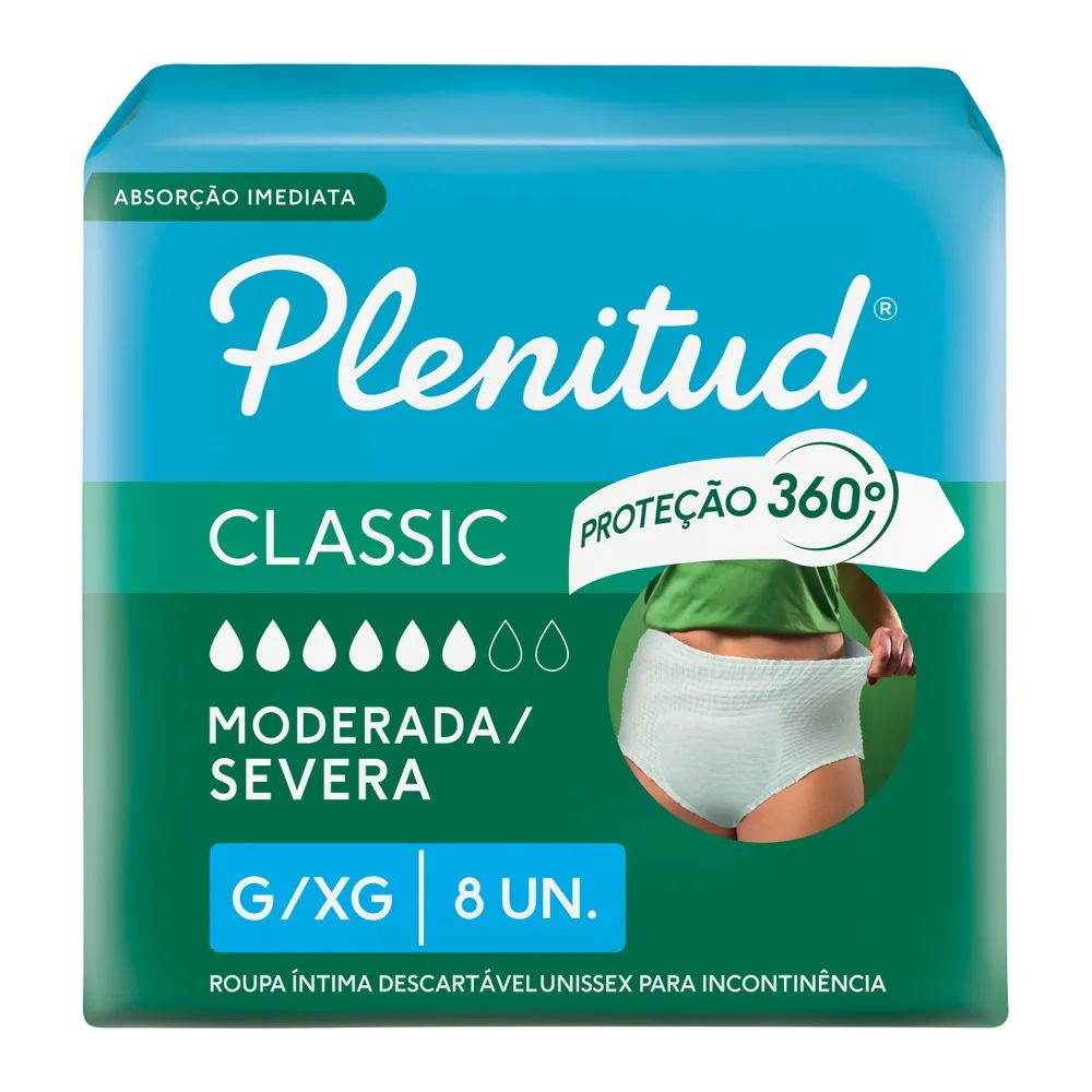 Roupa Íntima Plenitud Classic Para Incontinência G/xg 8 Unidades