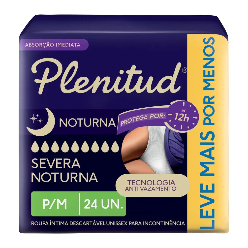 Roupa Íntima Descartável Noturna Plenitud Tamanho P/M 24 Unidades