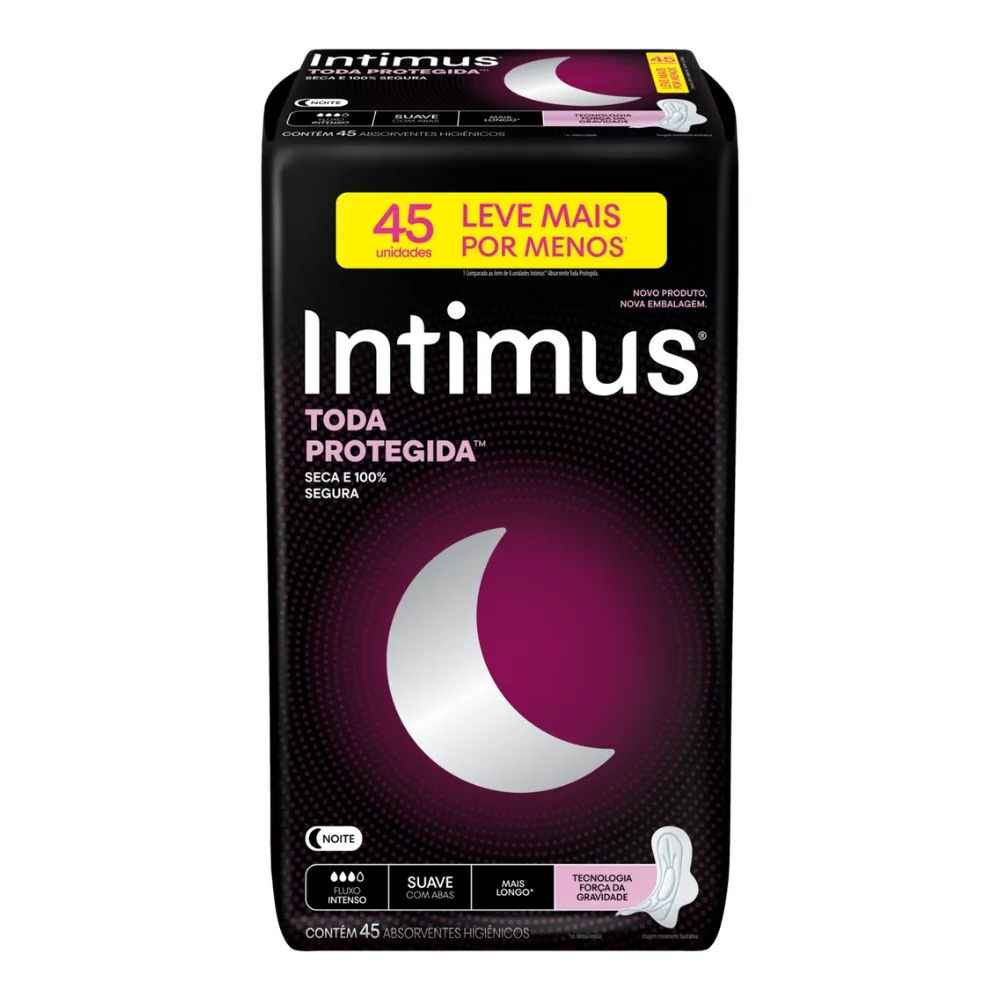 Absorvente Intimus Toda Protegida Noturno Suave com Abas 45 Unidades