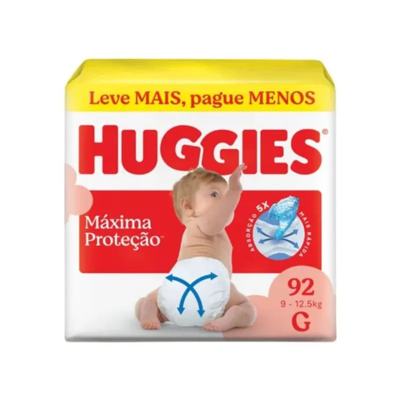 Fralda Huggies Máxima Proteção Max G 92 Unidades