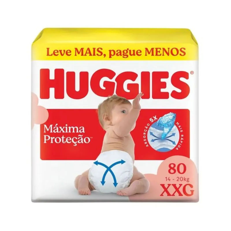 Fralda Huggies Máxima Proteção Max XXG 80 Unidades