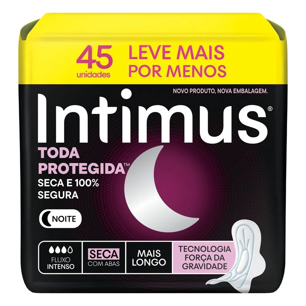 Absorvente Intimus Toda Protegida Noturno Seca com Abas 45 Unidades