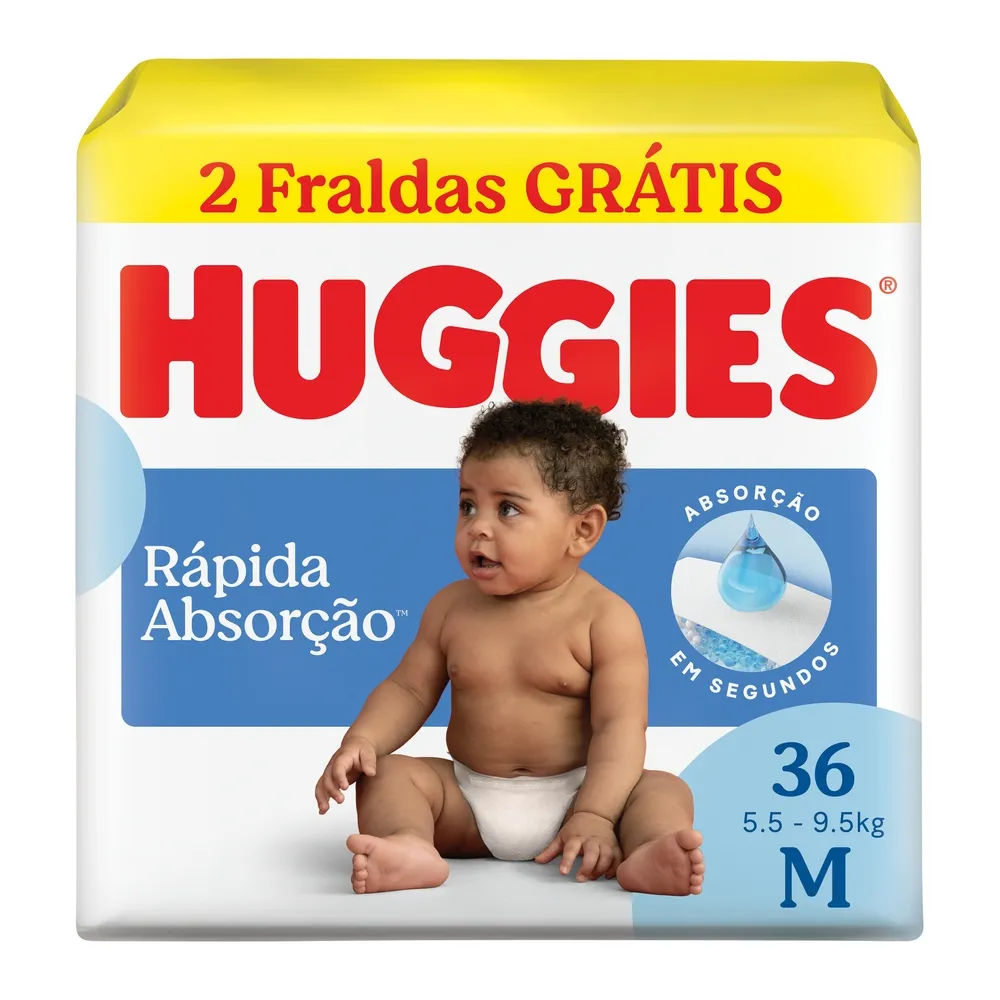 Fralda Huggies M Rápida Absorção 36 Unidades