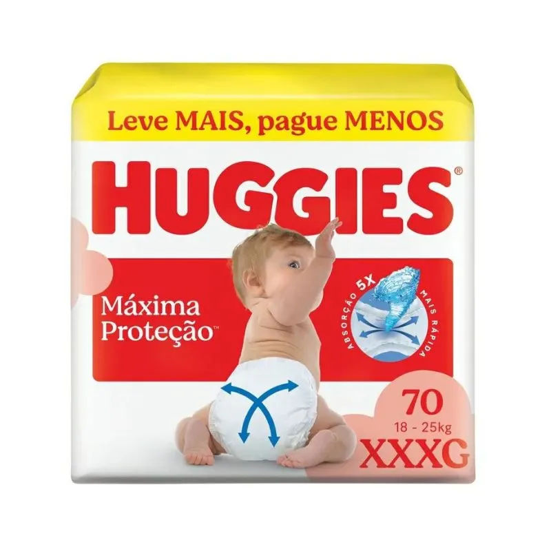 Fralda Huggies Máxima Proteção Max XXXG 70 Unidades