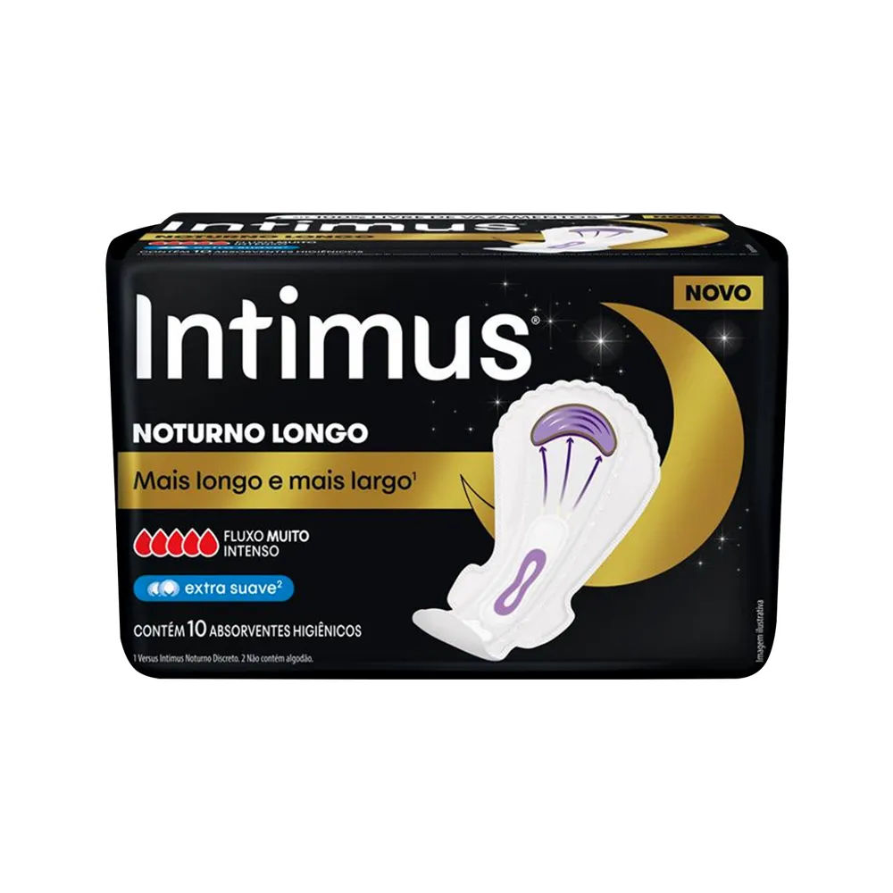 Absorvente Intimus Noturno Longo Extra Suave Com Abas 10 Unidades