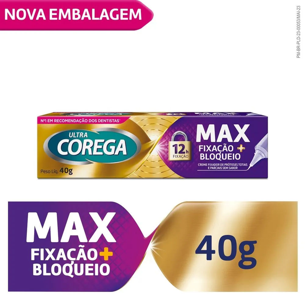 Ultra Corega Creme Fixador De Dentadura Com Bico De Precisão Sem Sabor  40g