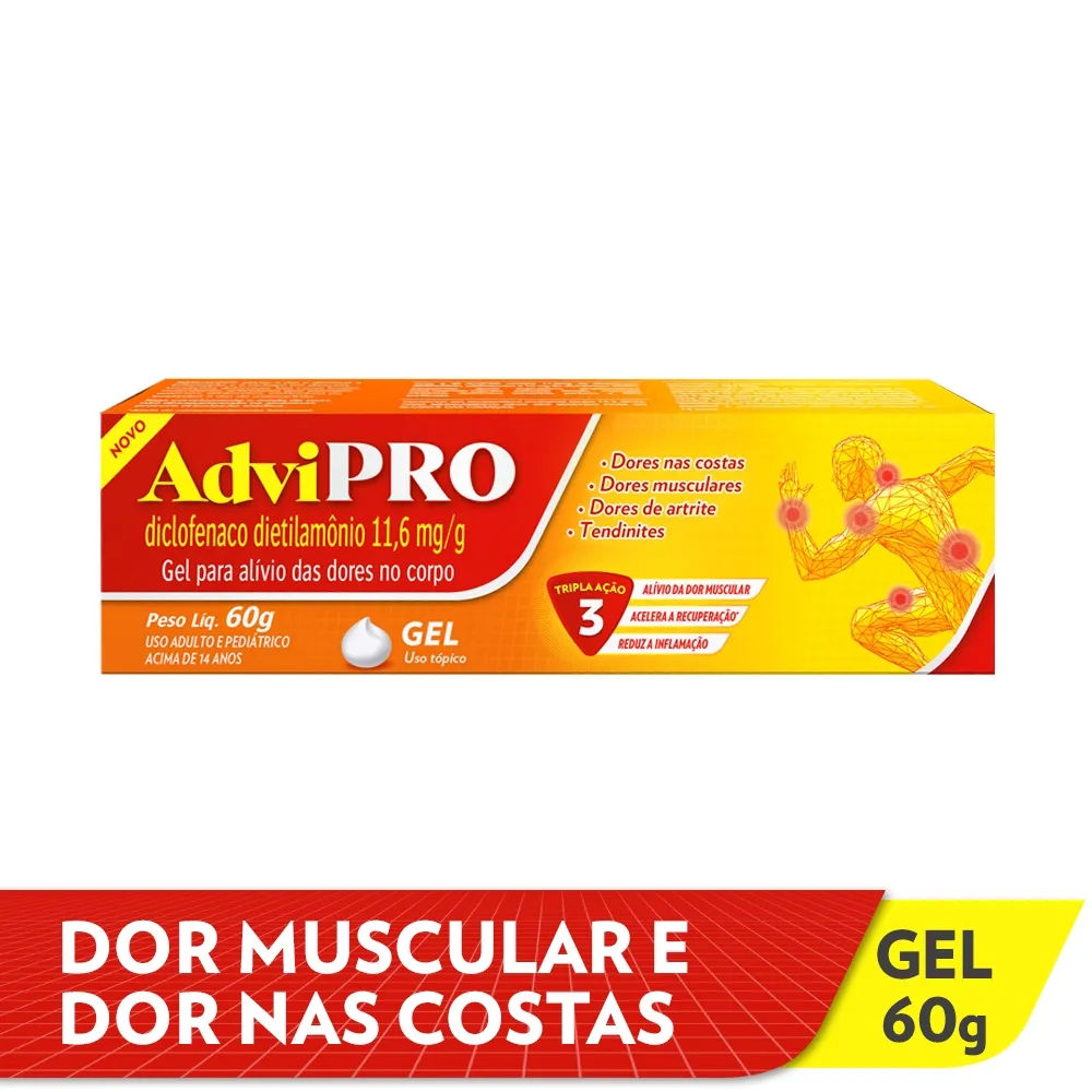 Advipro Gel Analgesico E Antiinflamatorio Para Alivio Rapido Da Dor  Muscular 60g
