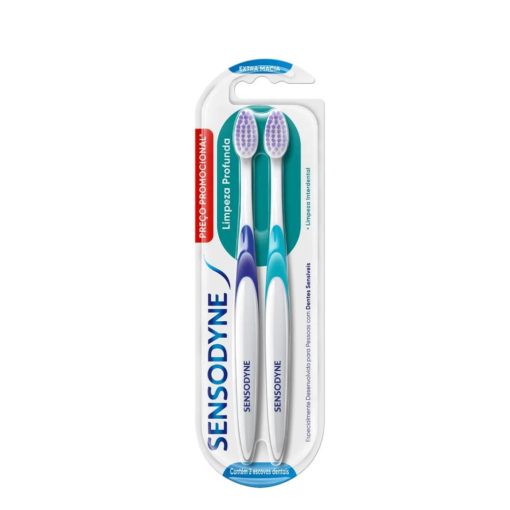 Kit Escova de Dente Sensodyne Limpeza Profunda Extra Macia 2 unidades