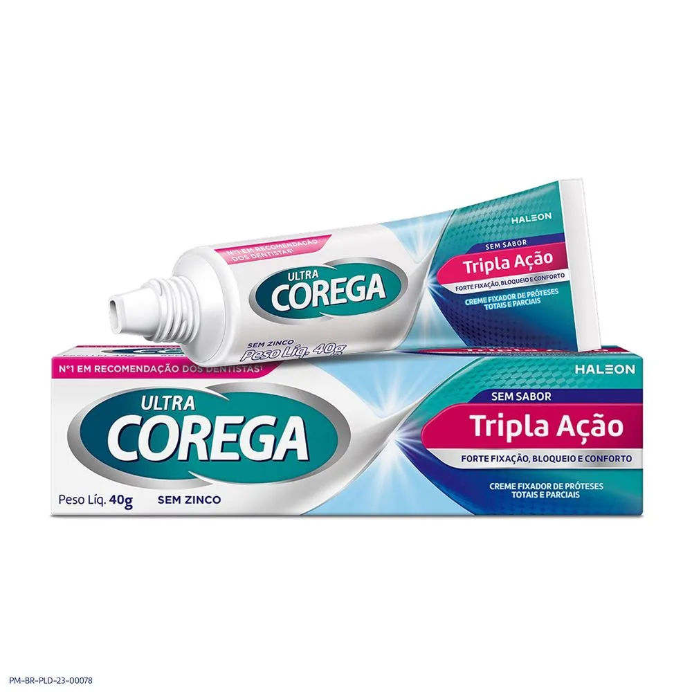 Corega Ultra Creme Tripla Ação Sem Sabor 40g