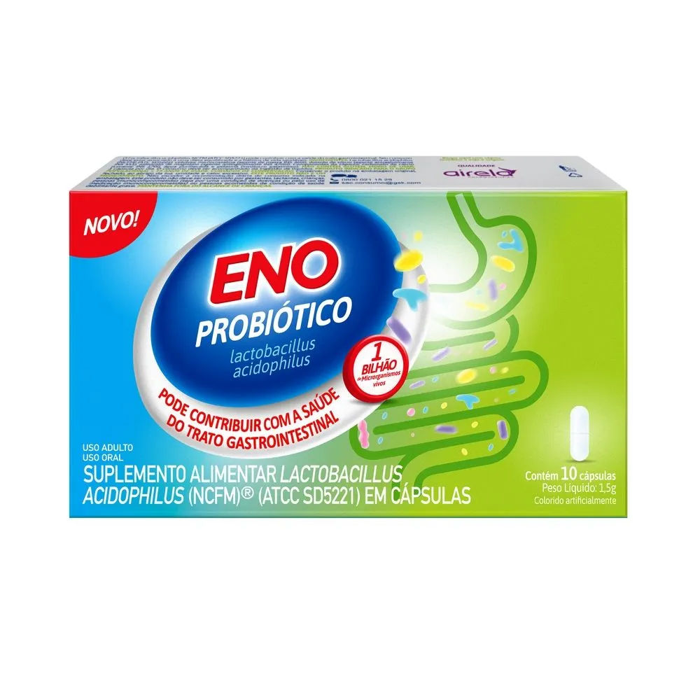Eno Probiotico Suplemento Alimentar Para Saude Gastrointestinal Com 10  Capsulas