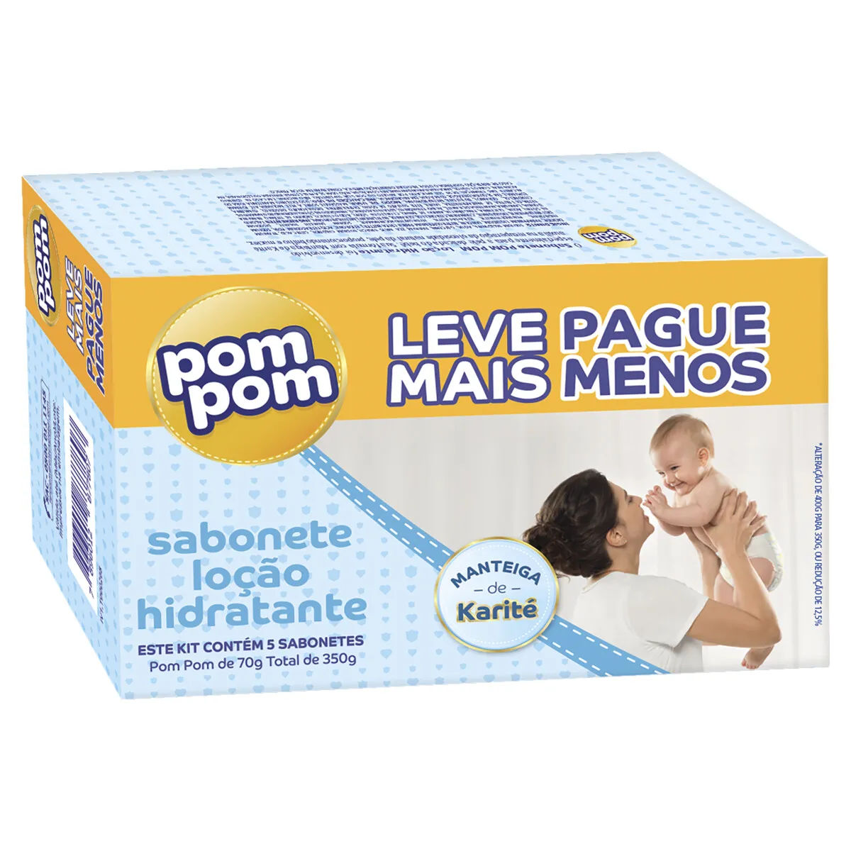 Sabonete em Barra Infantil Pom Pom Loção Hidratante 5 Unidades de 80g