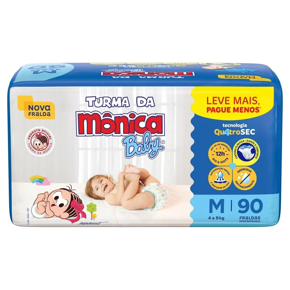 Fralda Turma Monica Baby Com 90 Leve + Pague - Tamanho M Especial