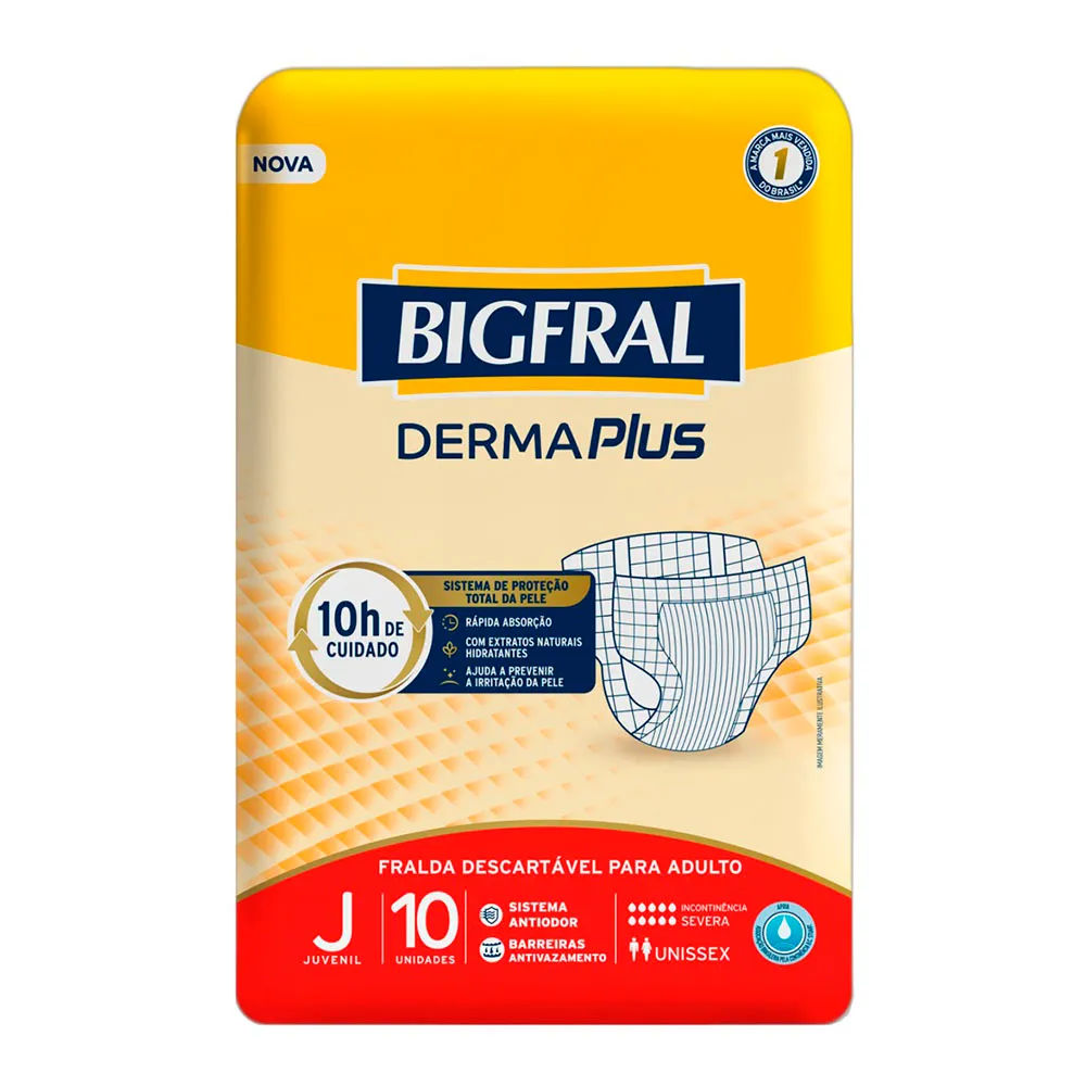 Fralda Geriátrica Bigfral Derma Plus Juvenil 10 Unidades
