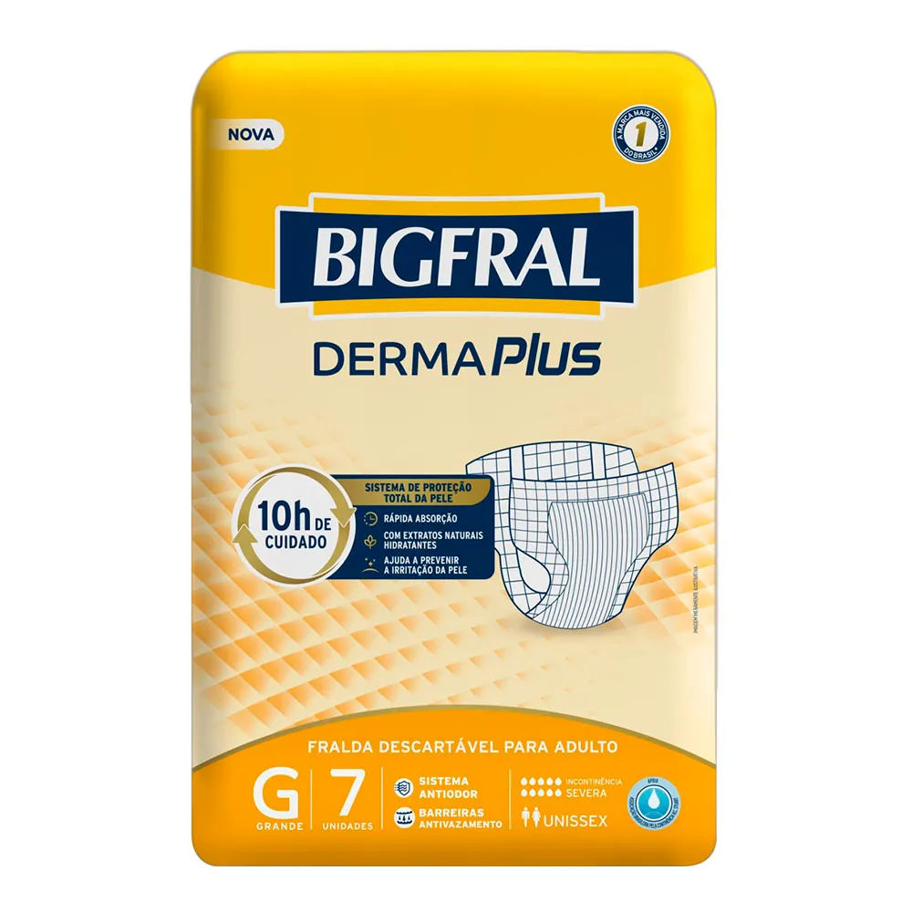 Fralda Geriátrica Bigfral Derma Plus G 7 Unidades
