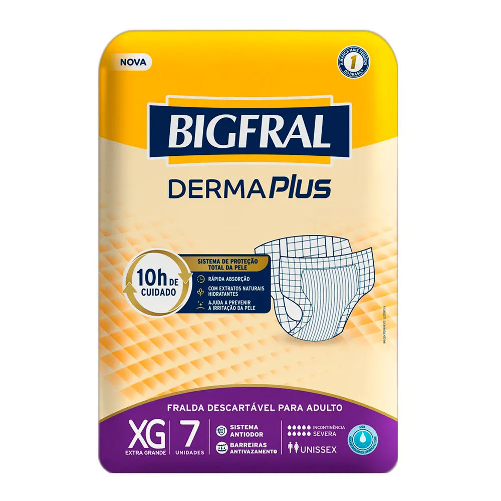 Fralda Geriátrica Bigfral Derma Plus XG 7 Unidades