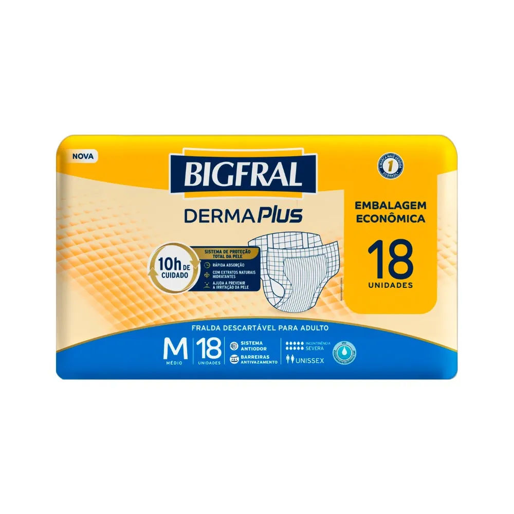 Fralda Bigfral Geriatrica Derma Plus C/18 Tam.m
