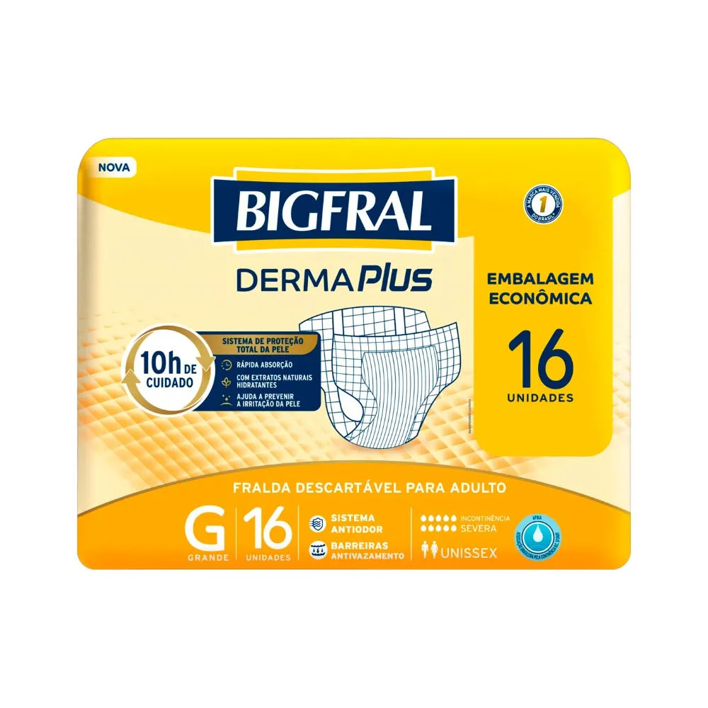 Fralda Bigfral Derma Plus Adulto G 16 Unidades