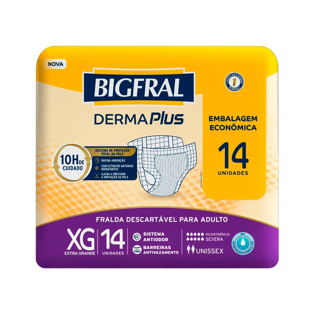 Fralda Bigfral Derma Plus Adulto XG 14 Unidades