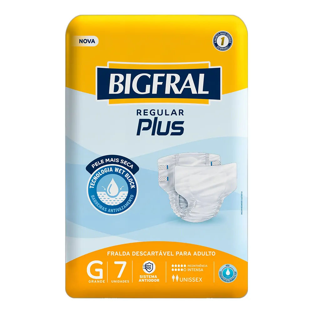 Fralda Bigfral Regular Plus Adulto G 7 Unidades
