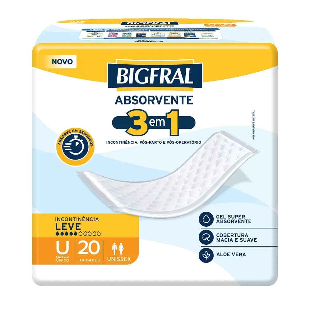 Absorvente Geriátrico Bigfral Regular Plus 20 Unidades