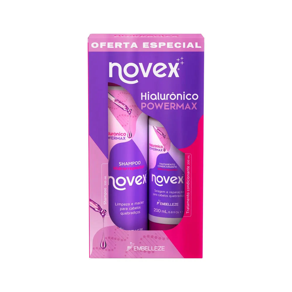 Shampoo 300ml + Condicionar 200ml Novex Hialuronico Powermax  Hidrorrepositor Especial