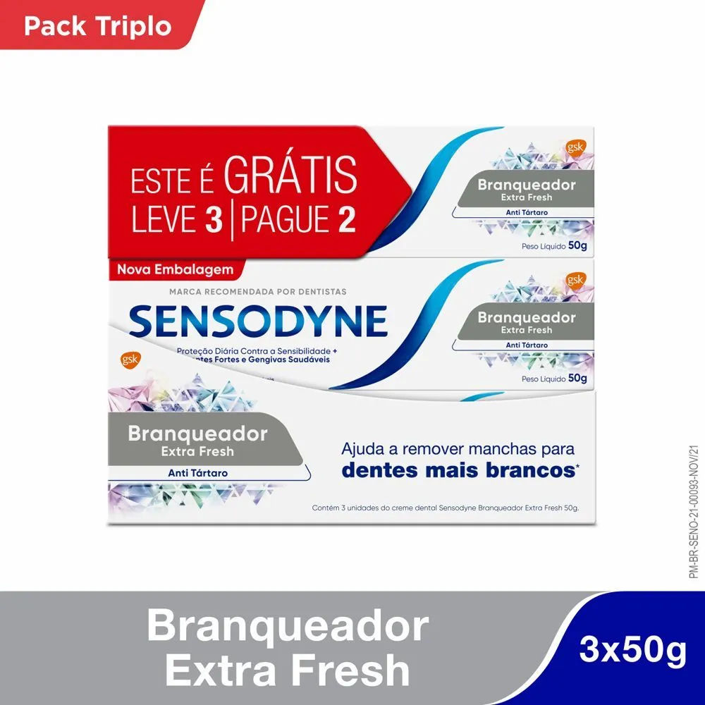 Creme Dental Sensodyne Branqueador 50g Kit Leve 3 Pague 2
